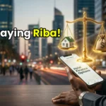 A glowing golden scale floating above a smartphone representing the ethical balance of Islamic banking vs conventional banking.